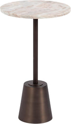 Kate and Laurel Tira Round Marble Side Table, 14 x 14 x 24, Brown Marble and Bronze, Decorative Pedestal End Table for Use as a Bedroom Nightstand or Living Room Plant Stand Table