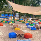 SXBCyan Waterproof Square Pouf Ottoman Cover Footstool Without Filler Outdoor Beach Garden Beanbag Pouf Puff Salon Floor Seat Futon Stool Bench (Color : Navy Blue, Size : L-45x45x30cm-cover)