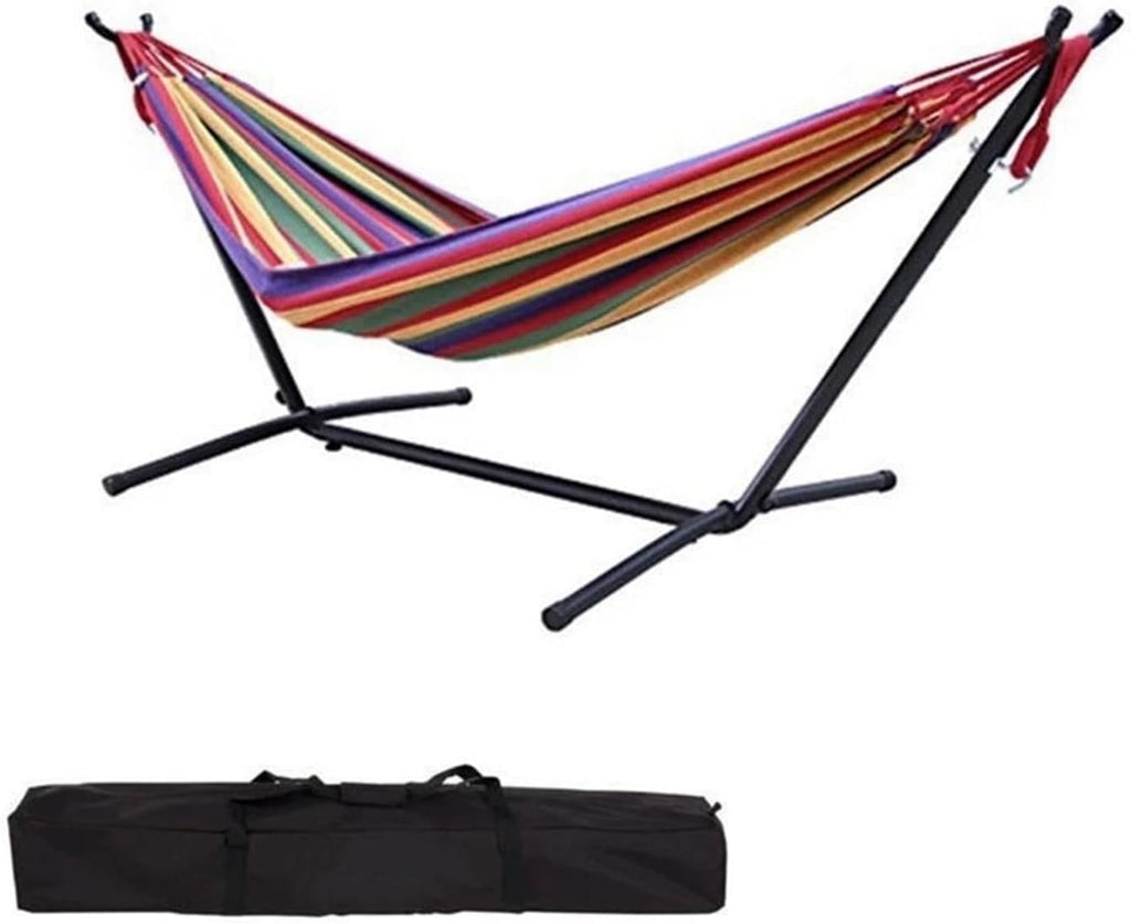 Foldable Hanging Chair - Portable and Detachable Outdoor-Friendly Cotton Hammock with Steel Stand and Carry Bag(Red)