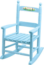 Fox Valley Traders Custom Childrens Rocking Chair, Features Classic Rocker Design and Hardwood Construction, Blue Finish with Flowers & Buterflies Design