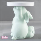 Side Table for Couch, Cute Style Rabbit Shape End Table, Living Room Decor with Resin Materials, Simple Modern Side Table, Creative Animal Entryway Table for Reception(White)