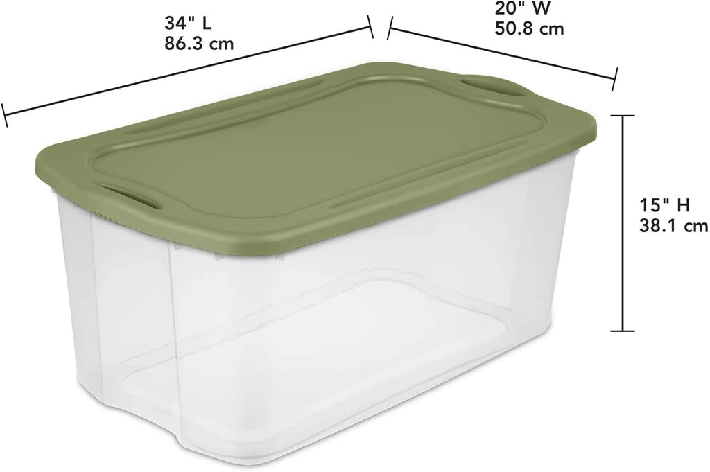 (Single) Storage Bins 70 Quart with Clear Base Stackable Storage Bins Through-Type Handle Design Depressed Lid Storage Containers for Bedding Home Other Large Items