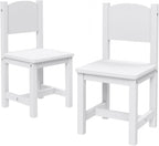 Timy Toddler Wooden Chair Pair, Kids Furniture for Eating, Reading, Playing 2 Pack (White)