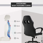 Office Chair Gaming Chair Desk Chair Ergonomic High Back Massage Computer Chair with Lumbar Support & Comfort Armrest PU Leather Rolling Task Racing PC Swivel Executive Chair for Men Women, White