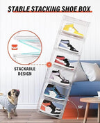 KDOR Shoe Box Clear Plastic Stackable for Sneakers,Closet,Hat. 10 Pack Sneaker Storage Boxes with Magnetic Door, Acrylic Display Case, Strong and Sturdy Fit Shoe Size Up to US 15