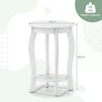 Giantex Round End Table, Wooden Side Table with Storage Shelf, Small Nightstand with Solid Wood Legs, 2-Tier Accent Table for Living Room Bedroom, White