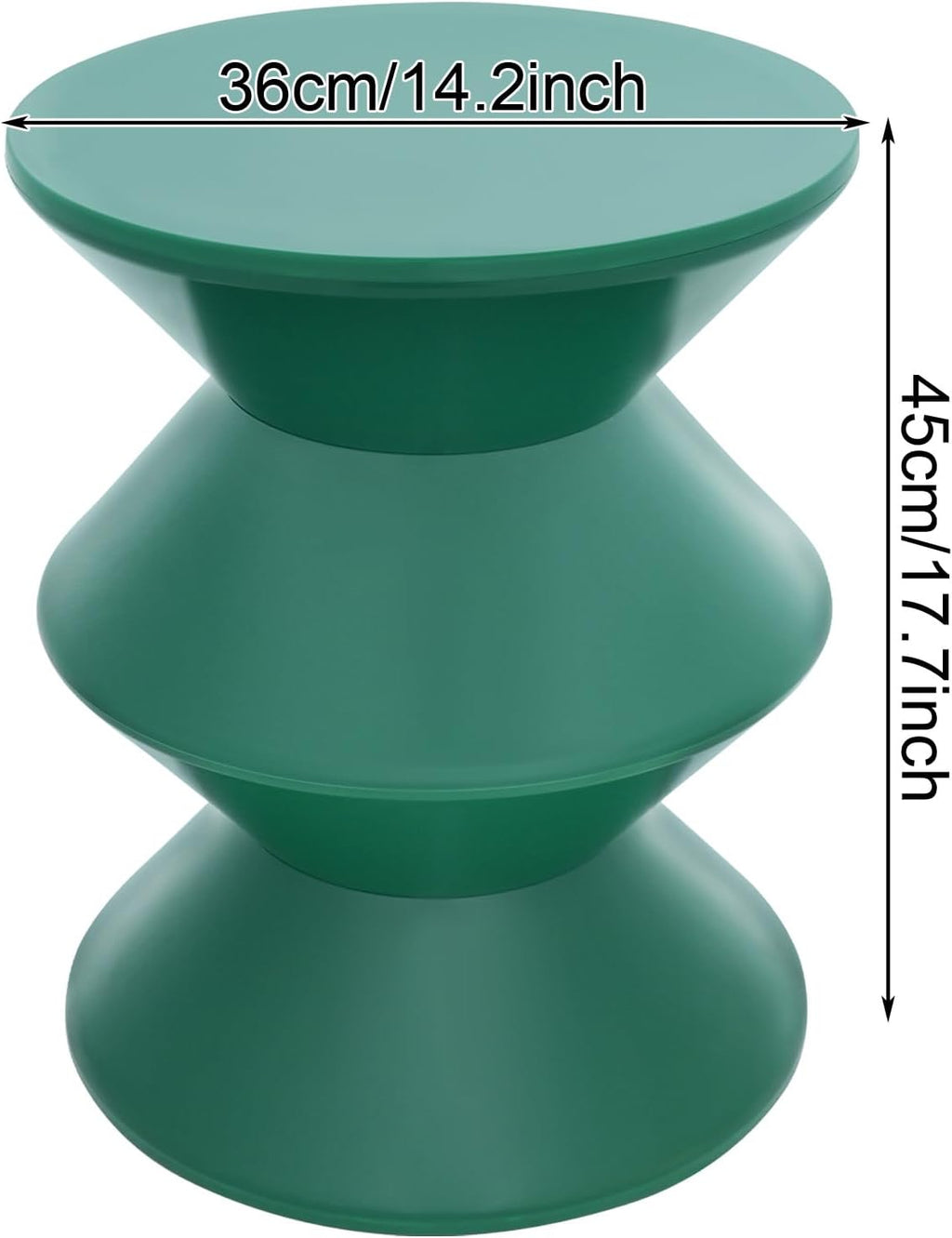 Side Table, Floor Standing Round Sofa Side Table, Modern Hourglass and Geometric Decor End Table, 220.46 Lbs Load-Bearing Capacity, for Coffee Patio Living Room Bedside Apartment (Green)