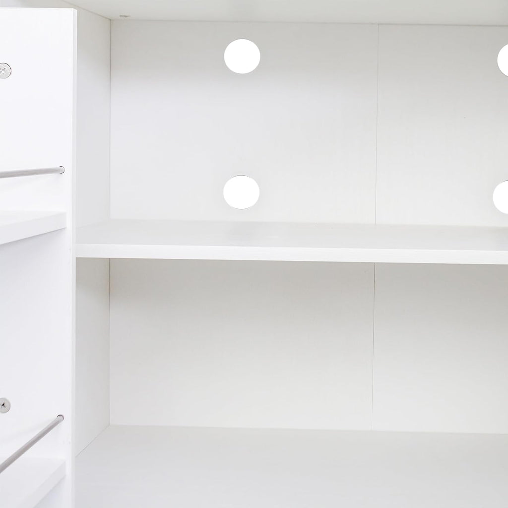 Kitchen Cabinet Tall Food Pantry with Door Shelves, Farmhouse Pantry Cabinet 5 Tier Food Cupboard for Dining Room Laundry, White