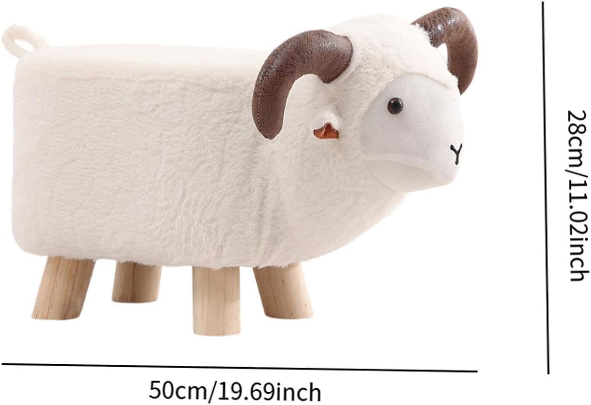 Animal Footstool, Home Decor, Shoes Changing Portable Soft Non Slip Feet, Footrest Ottoman, Kids Stool for Playroom, White