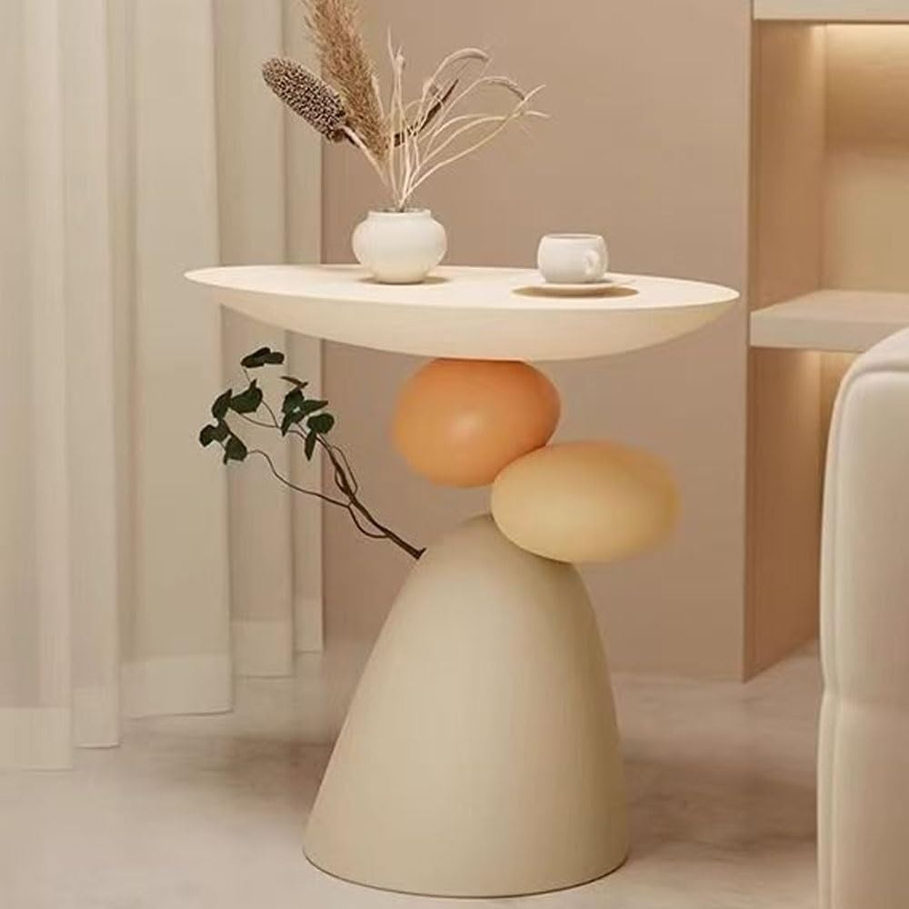 Multifunctional Resin Side Table, Distinctive End Table, Good Luck Coffee Table, Sofa Centre Table, Exquisite Furniture for Living Room Decorations(White)