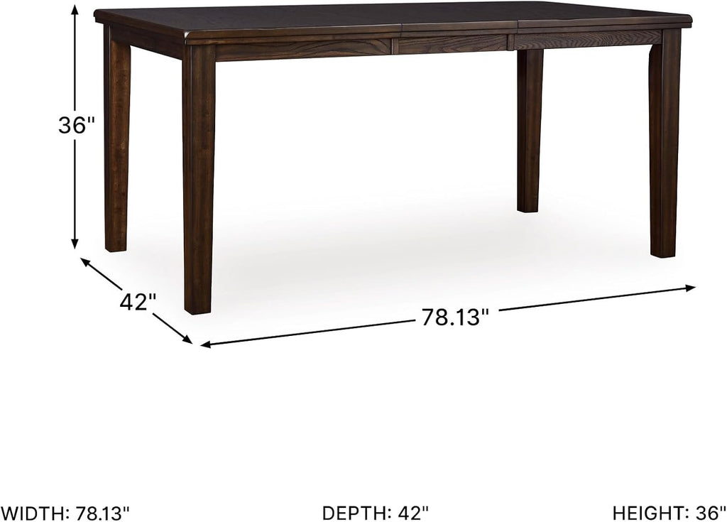 Signature Design by Ashley Haddigan Casual Counter Height Dining Extension Table with Distressed Finish, Dark Brown