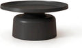 Carbon Steel Round Side Table with Raised Edge, Scratch-Resistant Small end Tables Living Room, Nightstand for Small Spaces, Balcony, Bedroom(Black,70x41x46cm)