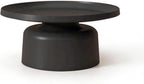 Carbon Steel Round Side Table with Raised Edge, Scratch-Resistant Small end Tables Living Room, Nightstand for Small Spaces, Balcony, Bedroom(Black,70x41x46cm)
