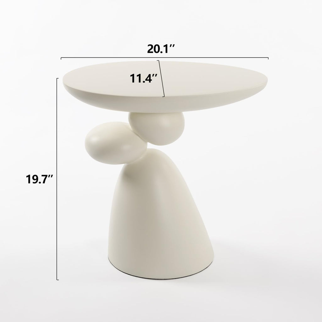 Lucky Stone End Table - Modern Minimalist Fiberglass Side Table for Living Room, Bedroom, Guestroom