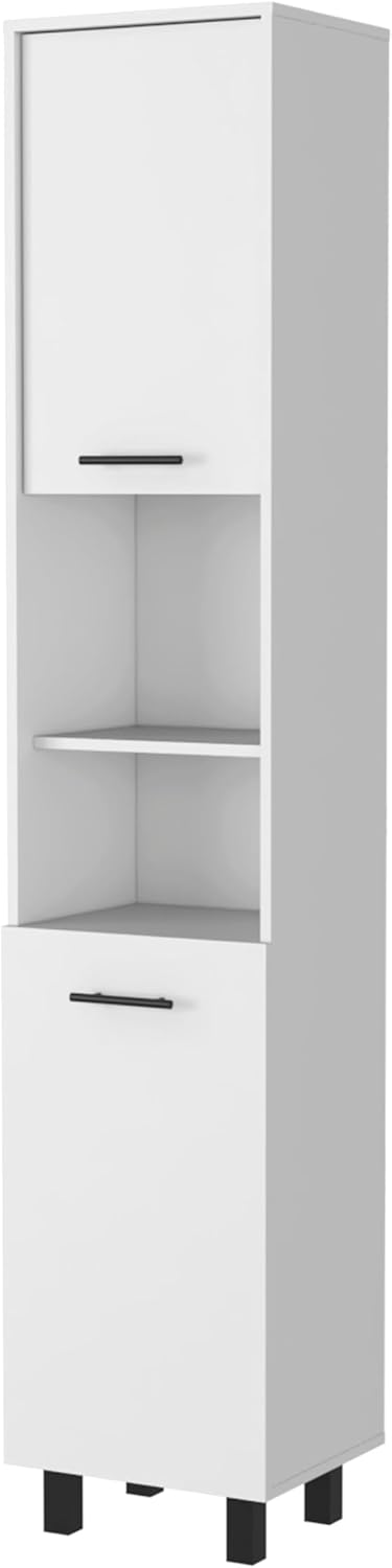 2-Door Pantry Cabinet, Buffet Kitchen Sideboard with Two 2-Cabinet Spaces and Two Open Shelves for Kitchen,Dining Room,15.7 * 13.7 * 79.5