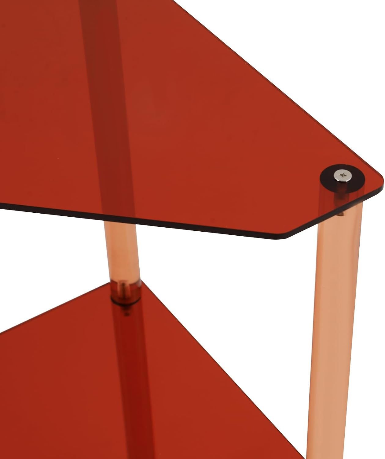 Brown Triangle Acrylic Side Table, 3 Tier Triangle End Table, 22.05lbs Capacity Small Side Table for Living Rooms, Bedrooms, Offices (Brown, 11.8'' L x 11.8'' W x 26'' H)