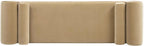 60.5" Arched Arm Bench with Bolster Pillows, Camel Brown Beige Performance Velvet