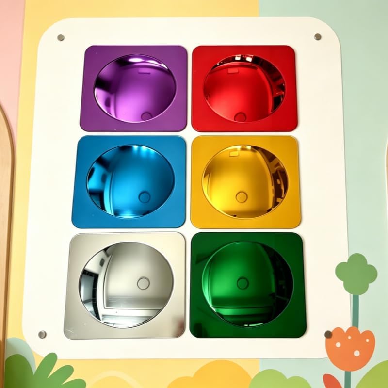 6-piece sensory wall bubble mirrors, acrylic colorful interactive mirrors,suitable for children's classrooms and sensory rooms, visual and tactile stimulation wall decorations (10 x 10 inches)