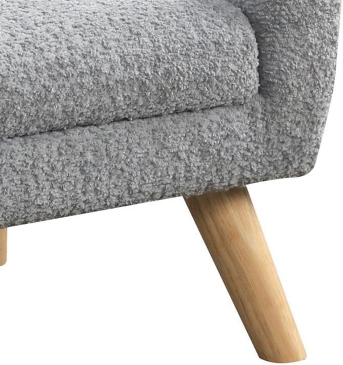 Lilola Home Amelia 28-inch Kids Gray Chenille Accent Sofa with Tufted Back, Natural Wood Legs, Foam-Filled Seat with Pocket Coil Springs – Child-Sized Upholstered Sofa for Playroom, Bedroom,Read Nook