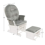 Costzon Baby Glider and Ottoman Cushion Set, Wood Baby Rocker Nursery Furniture for Napping, Nursing, Reading, Upholstered Comfort Nursery Chair w/Padded Armrests & Detachable Cushion (Light Grey)