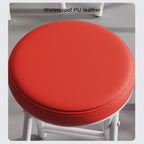 20" Home Folding Stool Collapsible Padded Bar Stool Round Kitchen Stools No Back Portable Breakfast Chairs PU Leather for Kitchen Breakfast Cafe(Red)