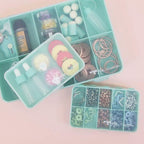 Craftelier - Mini Organizing Box with 10 Compartments for Scrapbooking and Craft Materials | Dimensions 14.6 x 9.1 x 3.2 cm (5.75“ x 3.6” x 1.25") - Clear & White Color