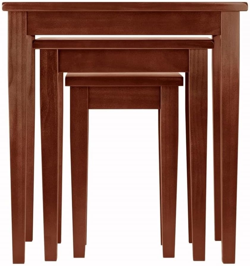 Pemberly Row 3-Piece Solid Wood Nesting Tables, Antique Walnut Finish, Stackable Design, Includes Small, Medium, Large Sizes, Transitional Style for Living Room or Home Office Use