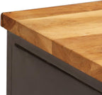 Brown and Grey Recycled Teak and Steel Medium Sideboard with Unique Wood Grain and Sturdy Construction for Living Dining Room Storage