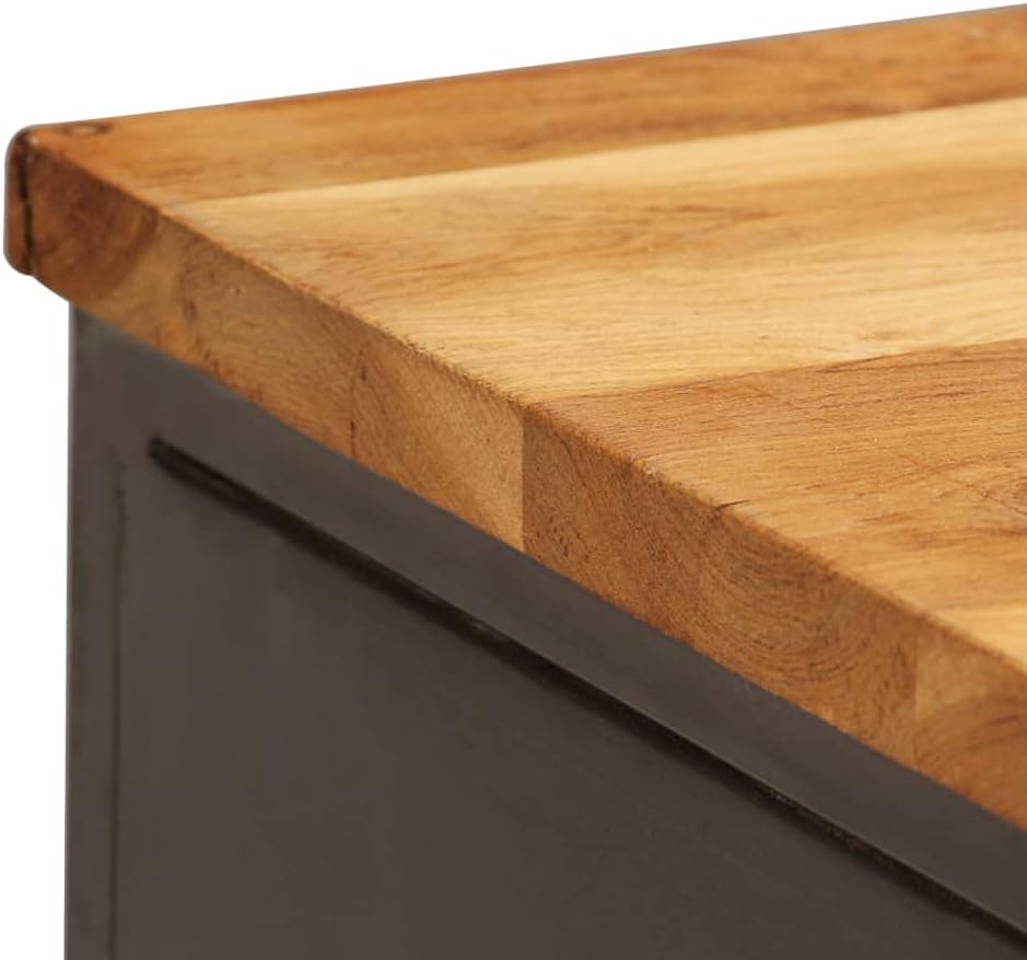 Brown and Grey Recycled Teak and Steel Medium Sideboard with Two Spacious Compartments for Living Room and Dining Room Storage