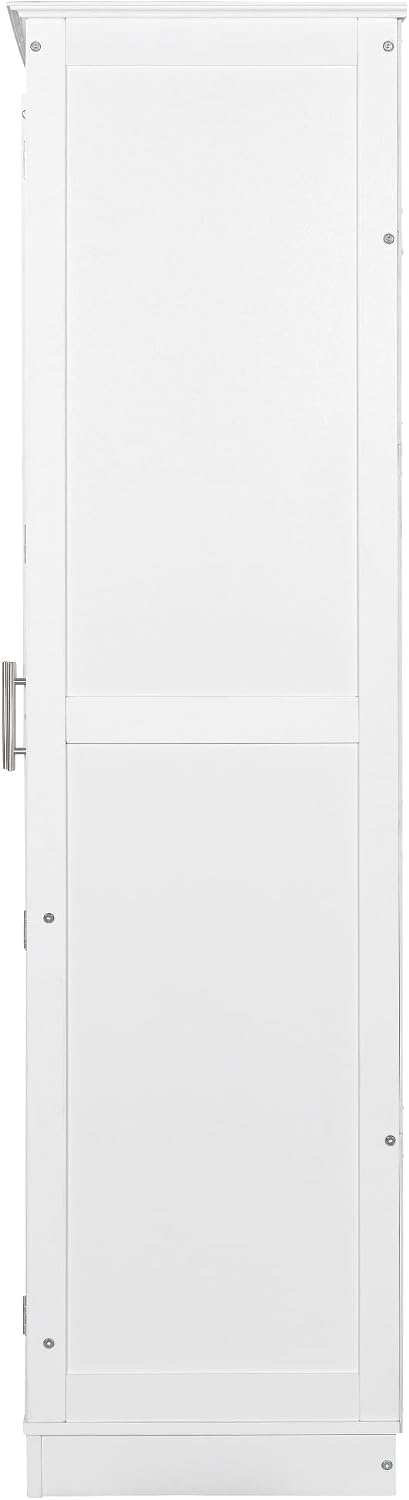 LUMISOL 75" Tall Kitchen Pantry with 4 Built-in Drawers, Kitchen Storage Cabinet with Glass Doors, Display Cabinet for Living Room Dining Room Office, White
