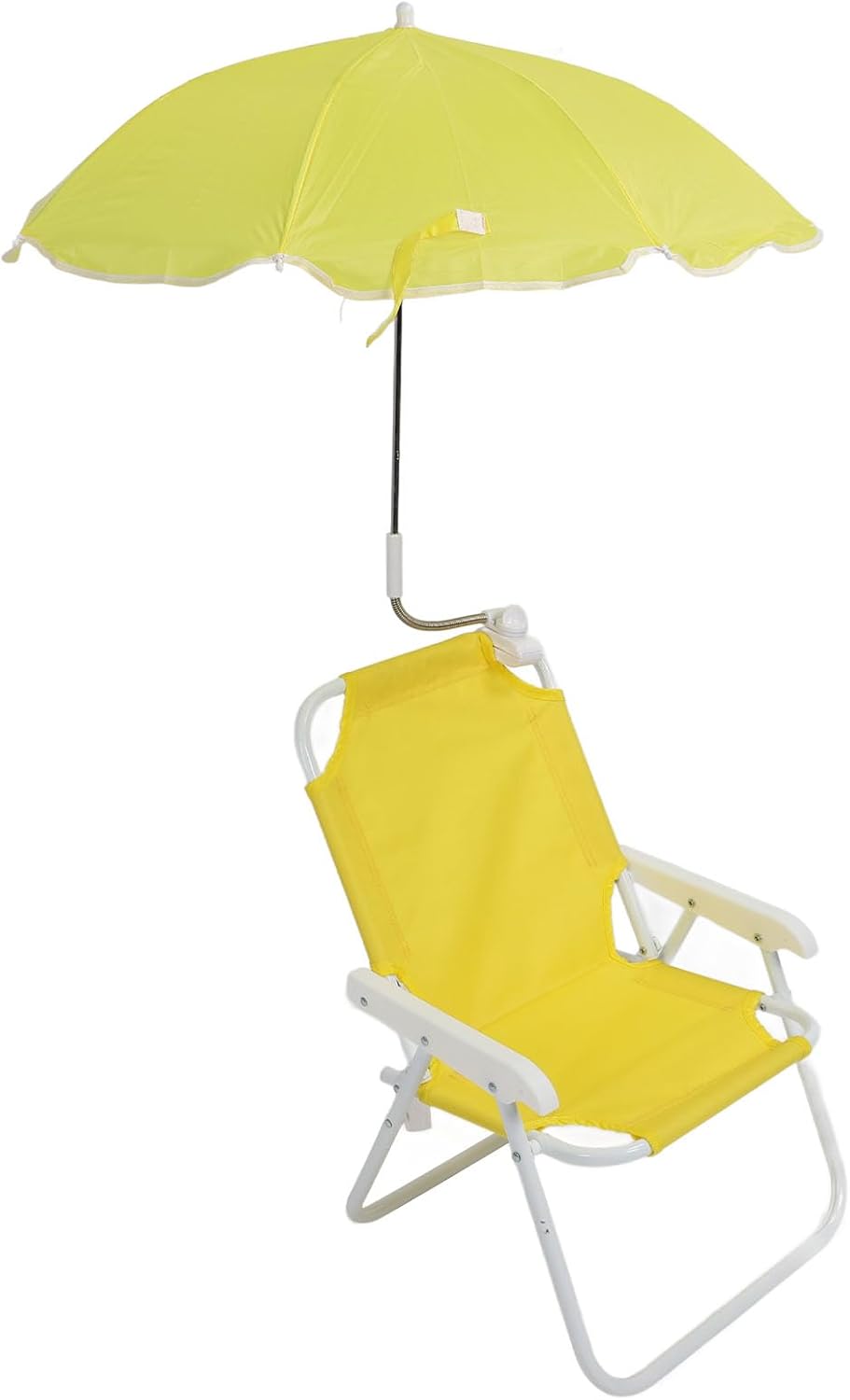 Precise Children Beach Chair Portable Camping Chairs with Sunshade Umbrella for Outdoor Activities Beach Camping Picnics Park, 14.96x13.58x20.87in, Oxford Cloth + Steel Pipe (Yellow)