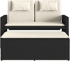Garden Bench Black and Cream White,Reclining Garden Bench with Adjustable Armrests for Outdoor Comfort Patio Furniture