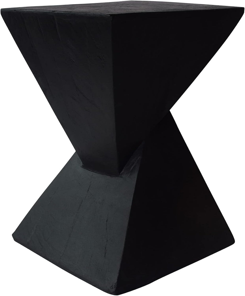 Merax Modern Concrete Side Table with Hourglass Design - Hand-Painted Wood Finish Accenttable for Indoor/Outdoor, Black