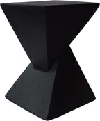 Merax Modern Concrete Side Table with Hourglass Design - Hand-Painted Wood Finish Accenttable for Indoor/Outdoor, Black