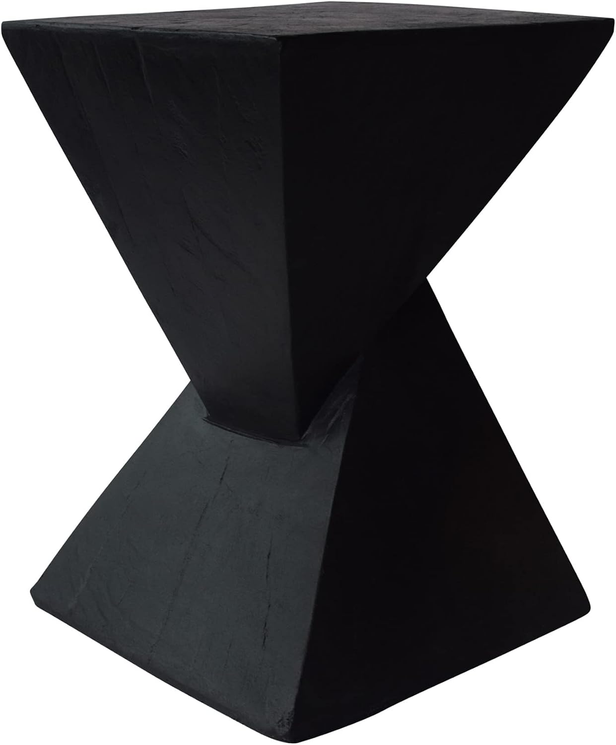Merax Modern Concrete Side Table with Hourglass Design - Hand-Painted Wood Finish Accenttable for Indoor/Outdoor, Black