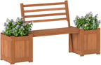 Garden Bench with Planter Boxes - Hardwood Build (Wear-Resistant), Displays Faux Trees/Potted Plants, Enhances Outdoor Aesthetic