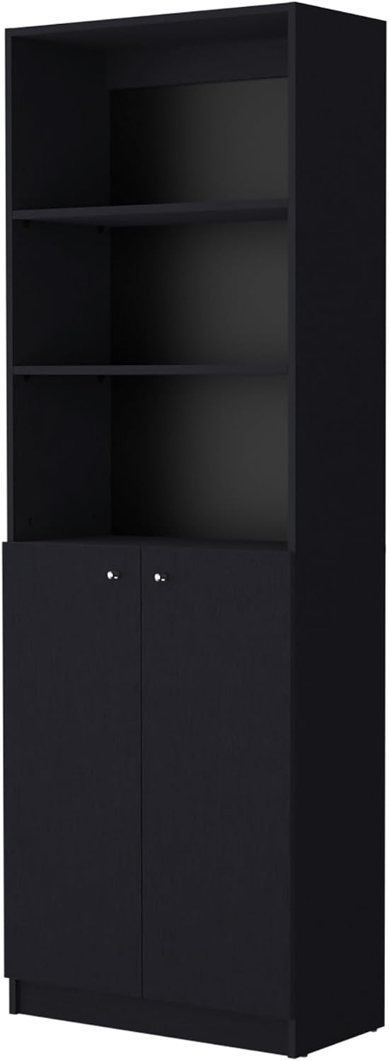 Modern 2-Door Bookcase, Storage with Multi-Level Shelves and Double Door Design,for Kitchen Home