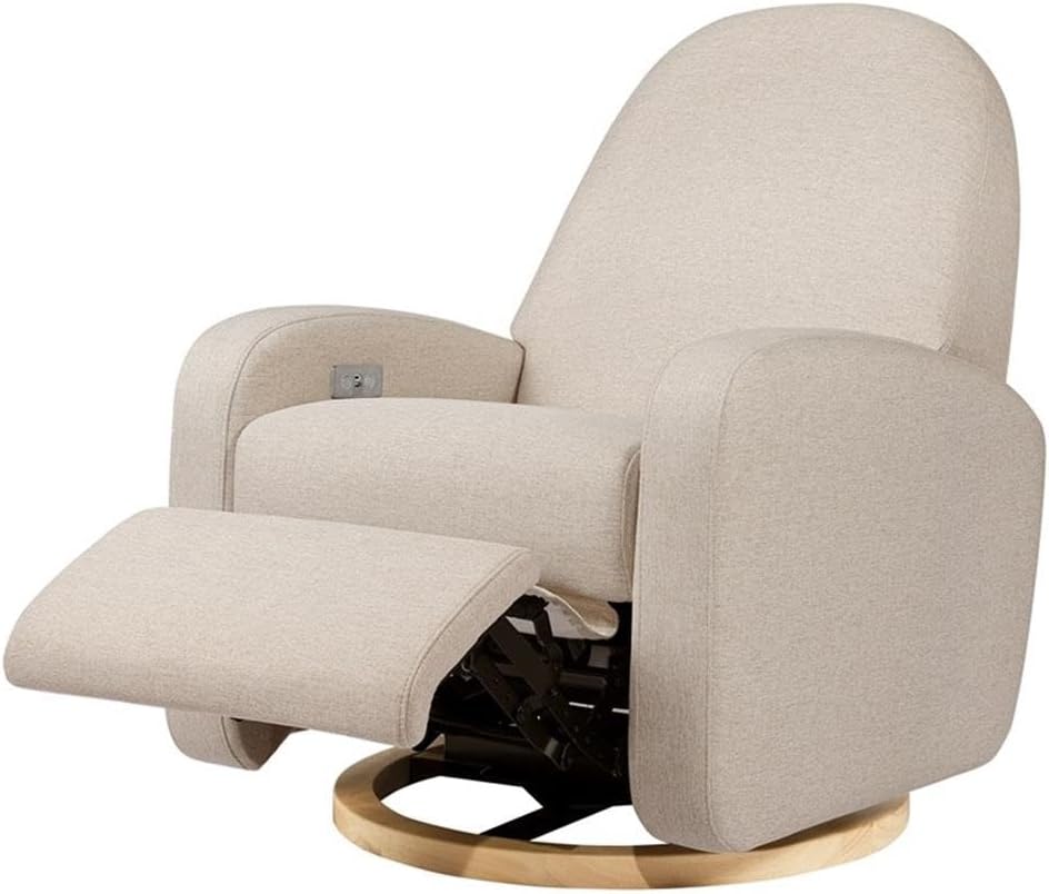 Babyletto Nami Power Recliner Glider Chair, Performance Beach Eco-Weave | GREENGUARD Gold & CertiPUR-US Certified Electronic Nursery Recliner w/ USB Ports - 270° Swivel - Water & Stain Repellent
