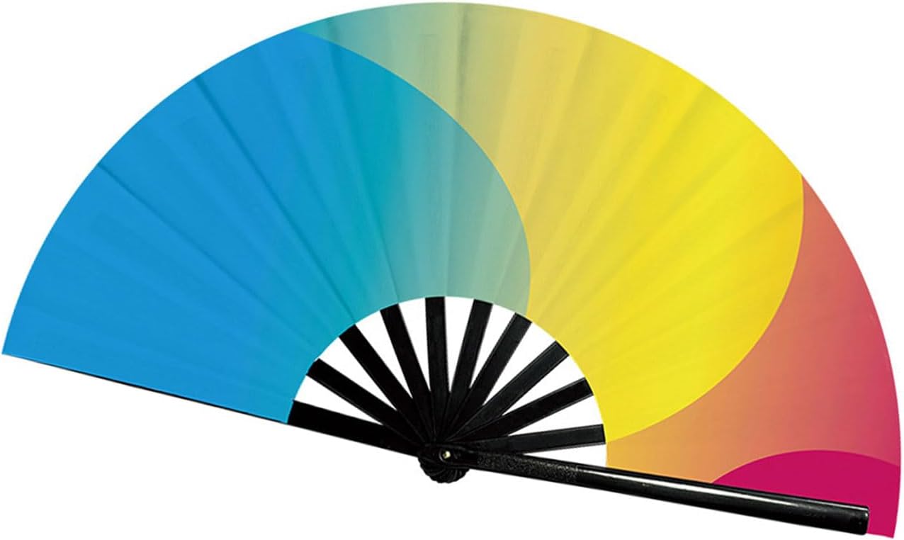 1Pc Large Folding Hand Fan Retro Cloth Fabric Chinese for Men/Women Festival, Dance, Gift Chinese