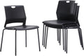 Sidanli Black Stacking Chairs Set of 4, Plastic Stackable Chair for Office Conference Waiting Break Room