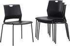 Sidanli Black Stacking Chairs Set of 4, Plastic Stackable Chair for Office Conference Waiting Break Room