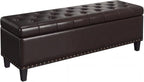FiveWillowise Storage Ottoman Bench,51-Inch Large Storage Bench for Bedroom End of Bed, 30 Gallons Faux Leather Ottoman with Storage for Bedroom, Living Room, Entryway, Chocolate