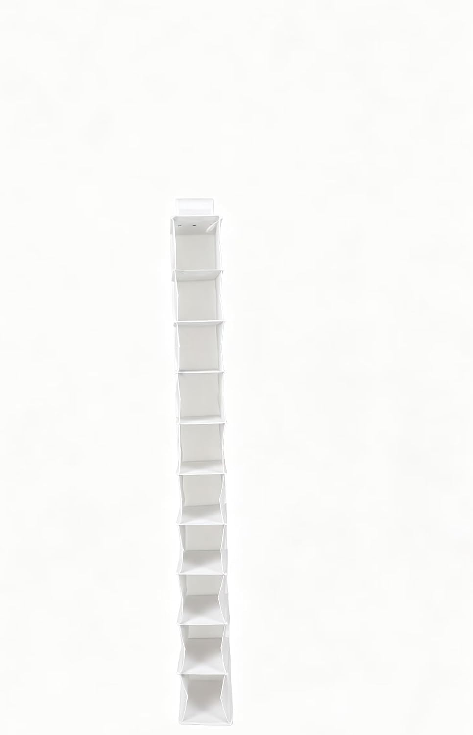 Hanging Closet Shoe Organizer, 10 Shelf, Non-Woven Polypropylene, Arctic White, Collapsible, 5.5x11.5x52 Inch