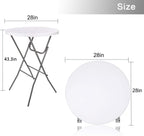 Lakhow Cocktail Table 28in Folding Round High Top Indoor Outdoor with Removable Legs, Tall Bistro Foldable Bar Height Table for Parties, Patio, Backyard, Dining Room, Events, Black- 1PCS