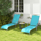 Tangkula Outdoor Lounge Chairs Set of 2, Patio Chaise Lounge with Adjustable Backrest, Reclining Pool Lounge Chairs for Outside with Heavy Duty Steel Frame for Beach, Yard, Balcony, Poolside