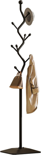 Sturdy Metal Coat rack Tree – Anti-Tip Design with 8 Hooks, Perfect for Home, Dorm, or Office Organization (black)