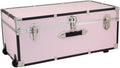HomeStock Rustic Romance Heavy Duty 30" Under Bed College Storage Trunk with Lock, Latch Closure Type, 15.75" D x 30" W x 12.25" H, Ideal Camp Dorm Room Trunk Footlocker Pink Blush