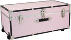 HomeStock Rustic Romance Heavy Duty 30" Under Bed College Storage Trunk with Lock, Latch Closure Type, 15.75" D x 30" W x 12.25" H, Ideal Camp Dorm Room Trunk Footlocker Pink Blush