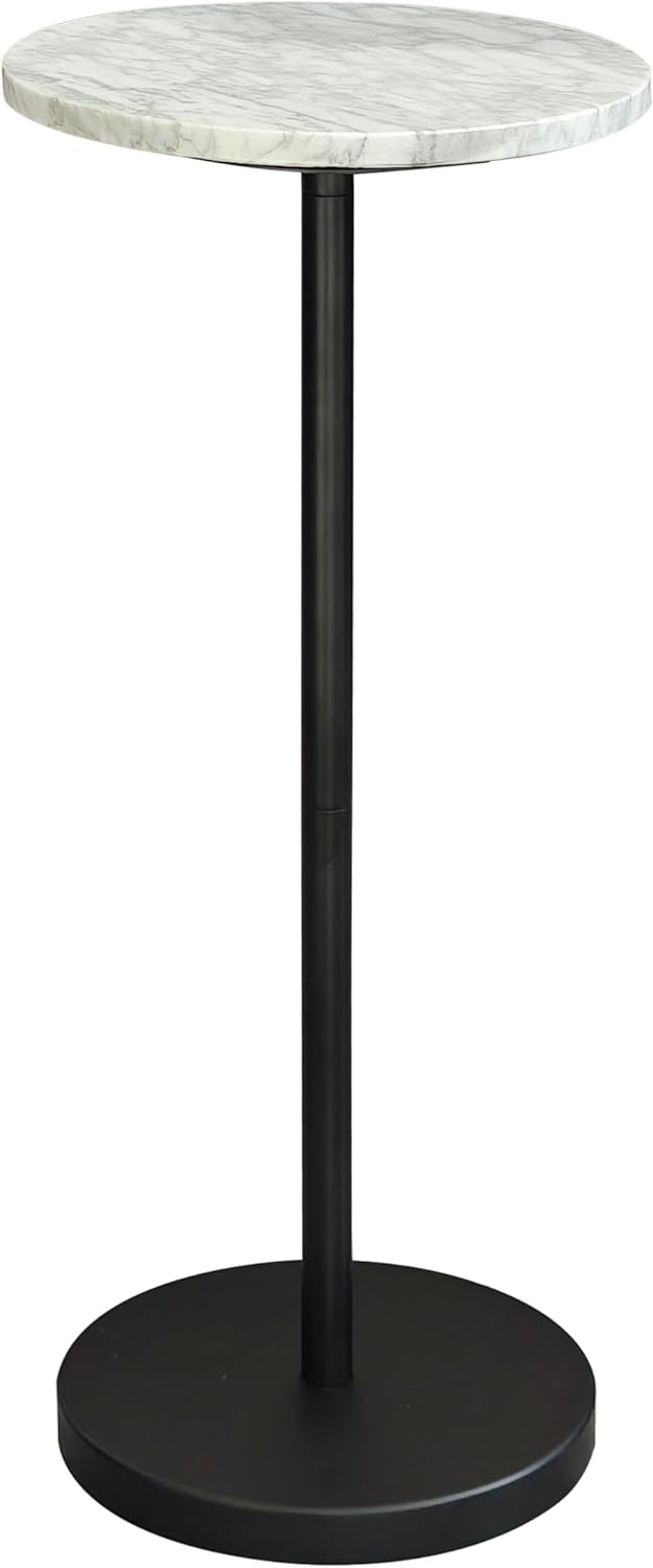 COVLON Nature Marble Drink Table, Pedestal Table, Small Round Side Table, Martini Table for Living Room, Bathroom, Small Space, Black 1