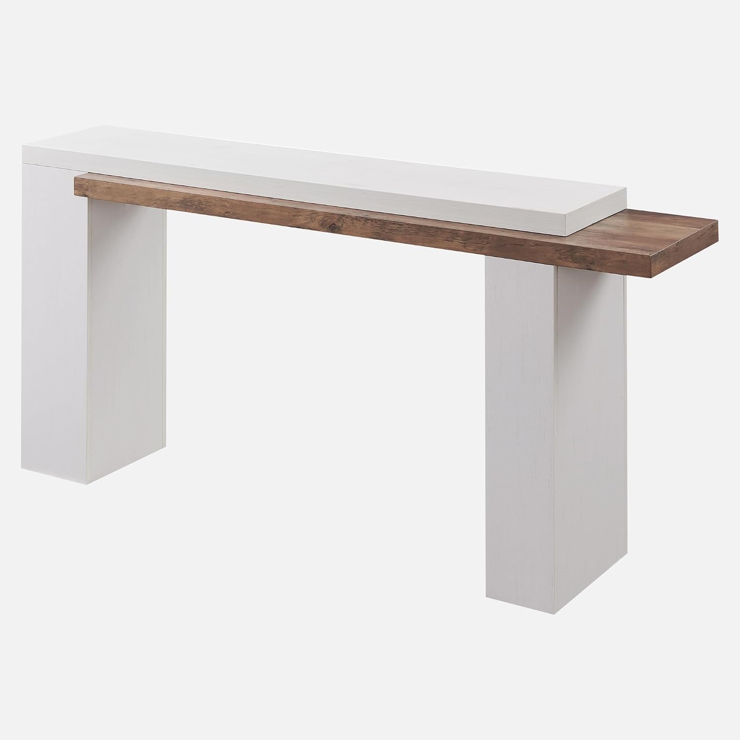 OKD 63 Inch Modern Entryway Console Table, Solid Geometry Accent Sofa Table Behind The Couch, Narrow Console Table for Entryway, Hallway, Living Room, Foyer, Antique White